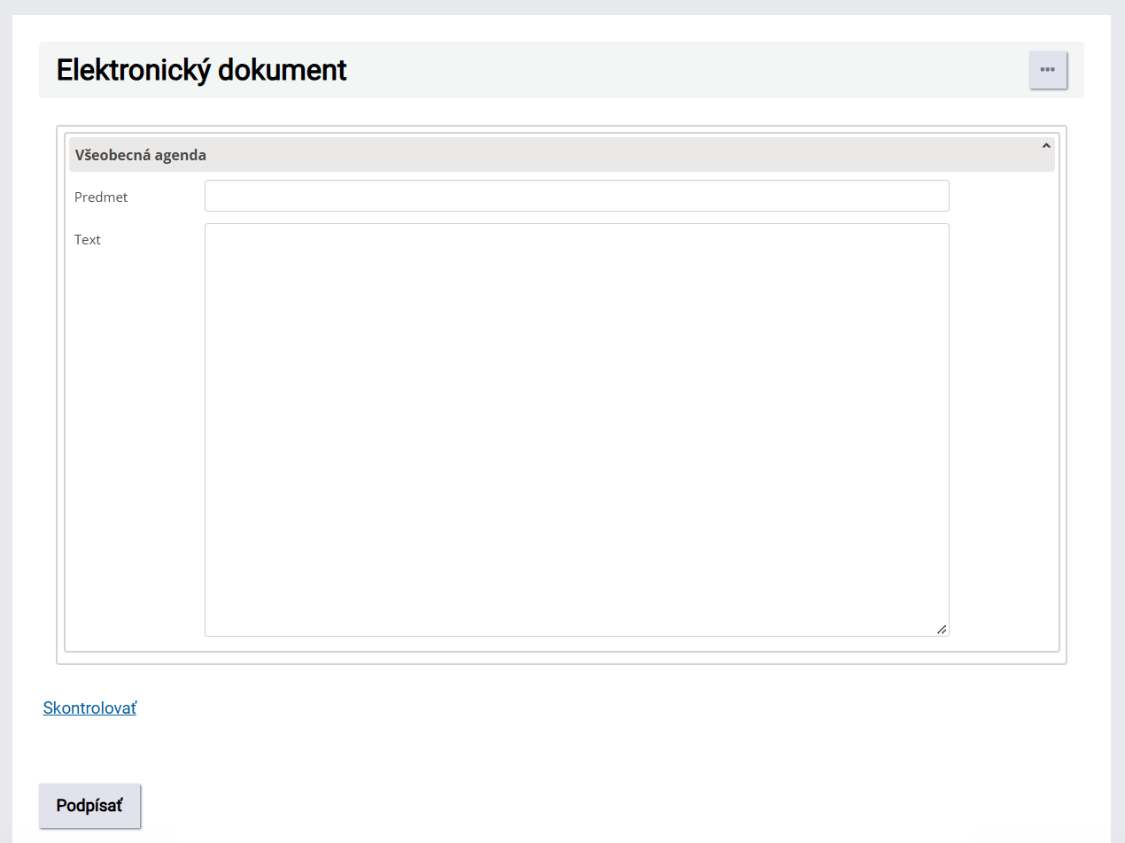 Elektronický dokument – Všeobecná agenda