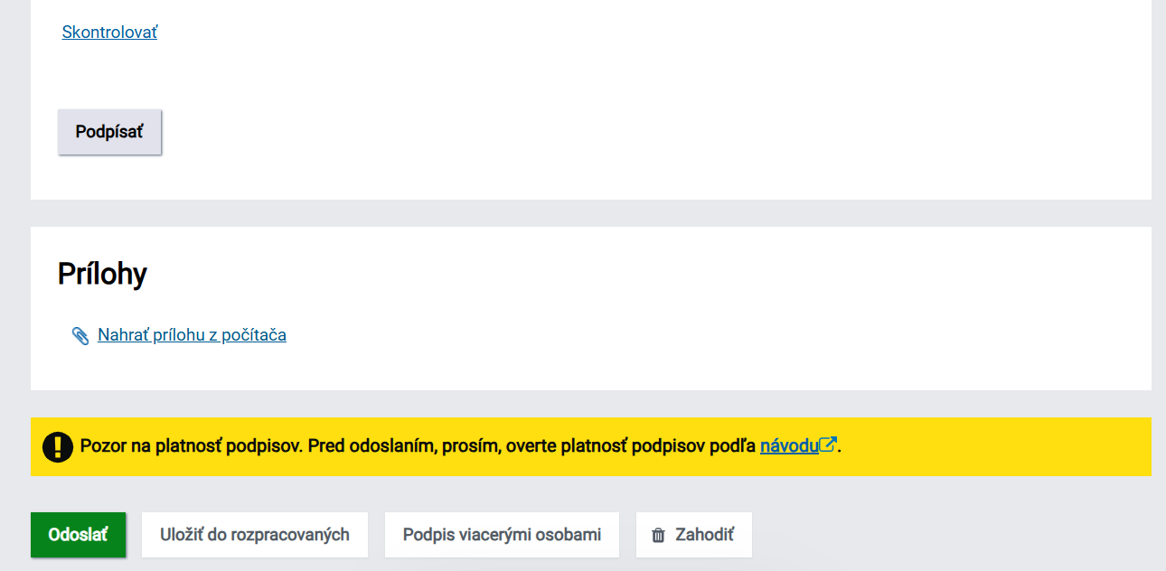 slovensko.sk – prílohy a odoslanie