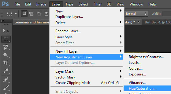 New Adjustment Layer, Hue / Saturation