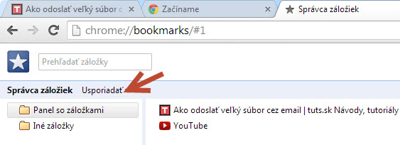 google chrome záložky usporiadať