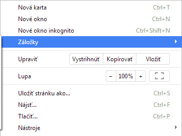 google chrome záložky