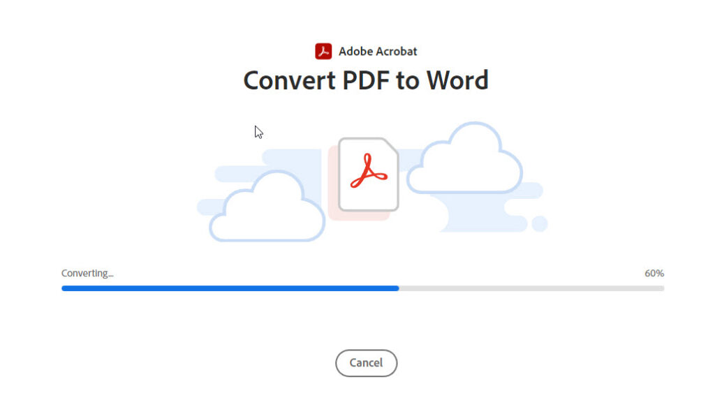 počkajte kým sa súbor pdf skonvertuje na wordový dokument