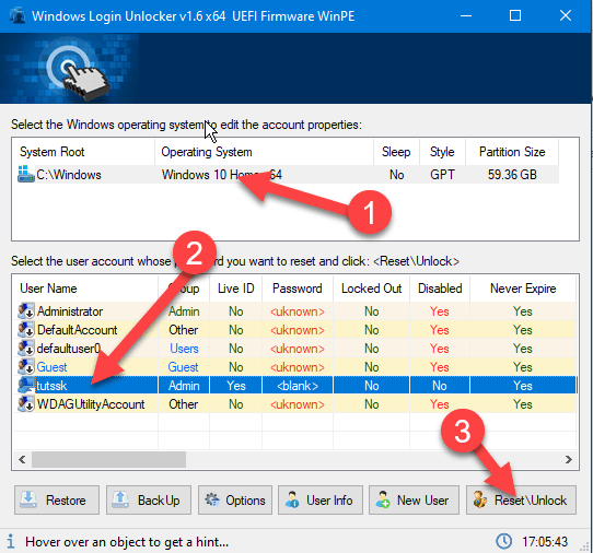 použitie nástroja windows login unlocker
