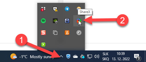 ikonka programu ShareX v tray